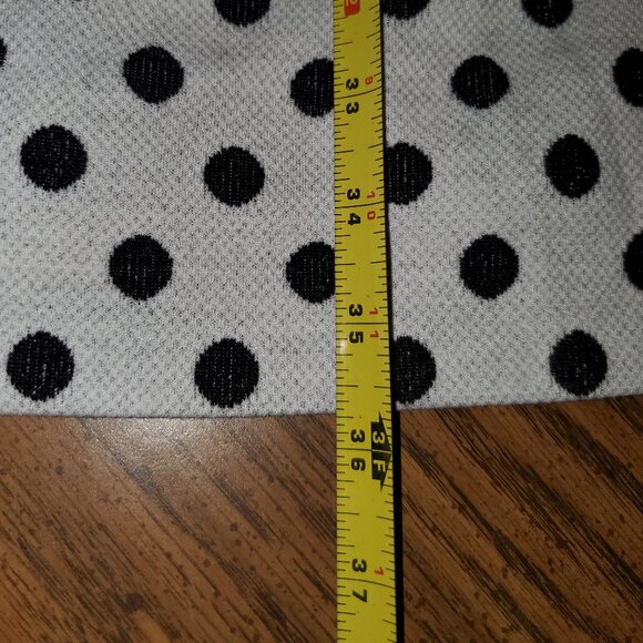 New York & Co. Black Polka Dot Print-Faux Leather Sleeves Shift Dress-Sz Large - Picture 8 of 8